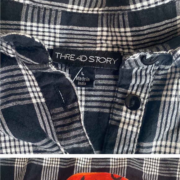 HALLOWEEN Witchy Cats Hi-Lo Ruffle Plaid Shirt - Picture 3 of 8